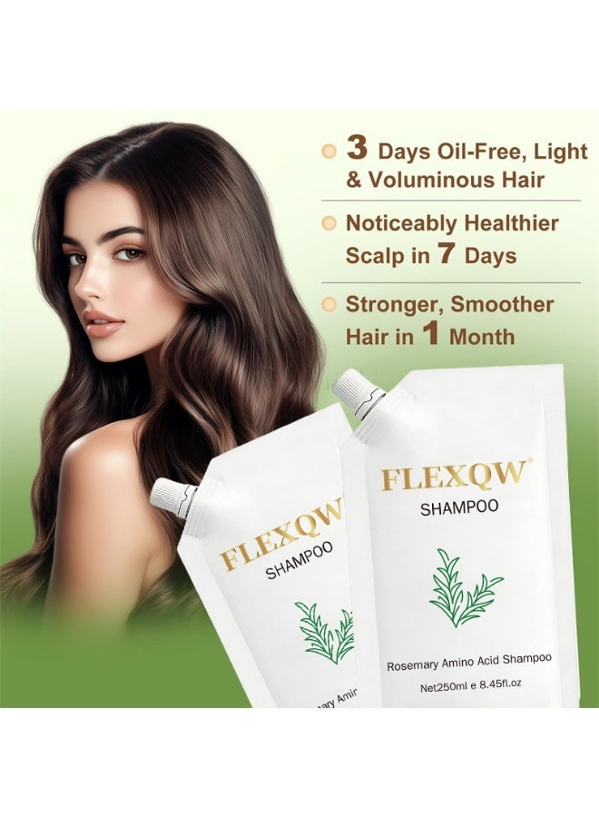 FLEXQW 2-Pack Rosemary Amino Acid Moisturizing Shampoo 250ml | Refreshing Cleanse, Smooth and Shiny Hair Care - Image 2